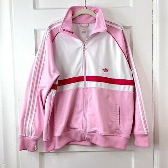 adidas Jackets & Blazers - Adidas Track Jacket Womens 2XL Trefoil Pink & White Y2K 2005